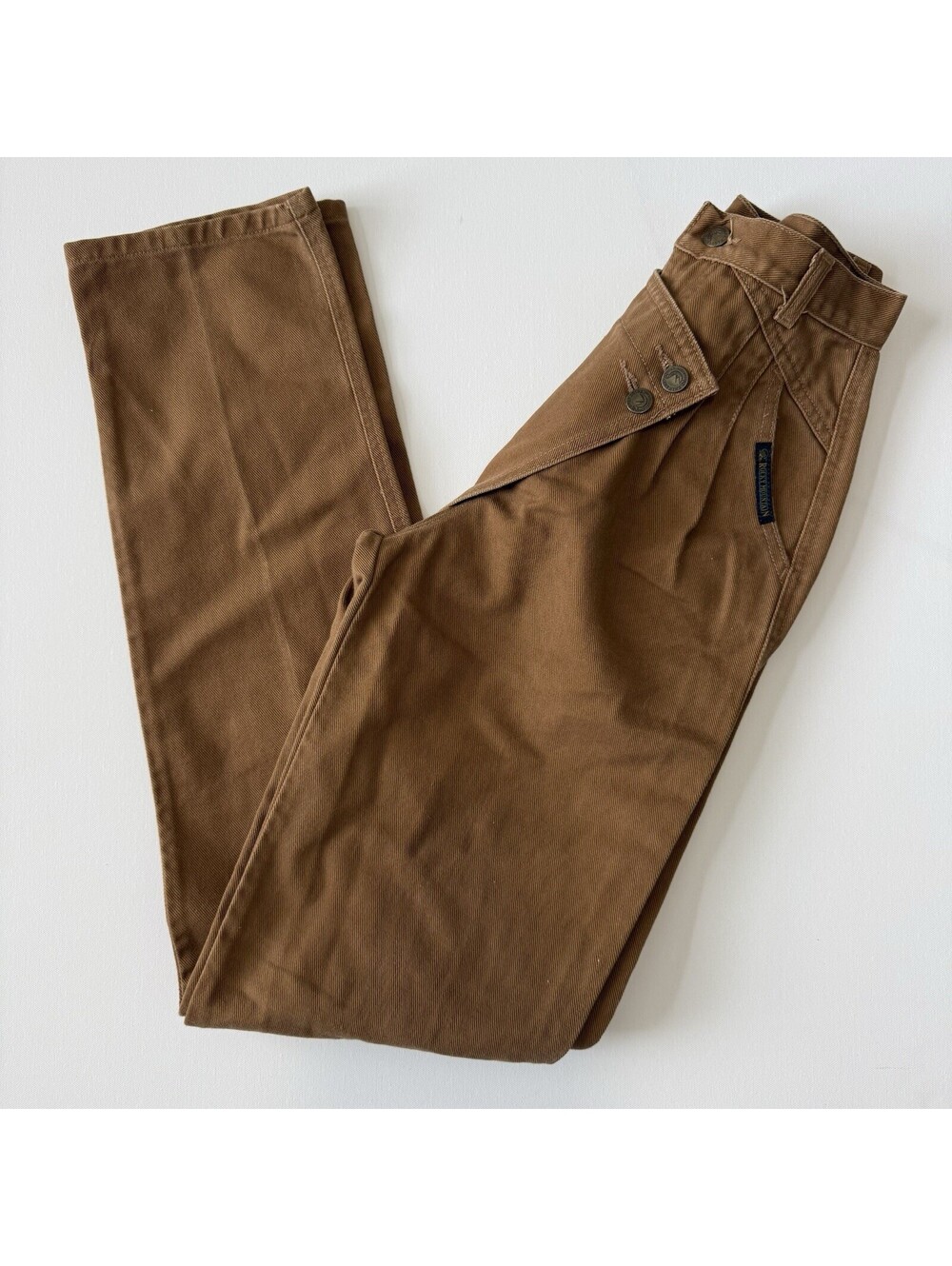 Vintage Rocky Mountain Wrap Front Western Jeans Brown 27/5 Starched Cotton